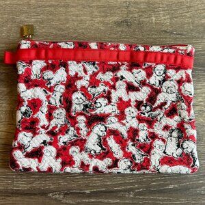 Carolina Herrera Neiman Marcus Dog Themed Cosmetic Jewelry Zipper Pouch.